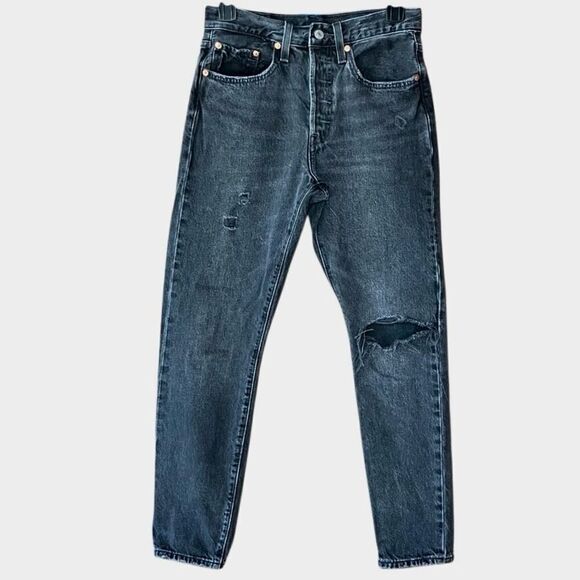 Levi's Denim - Levi’s 501s Skinny Straight Leg Distressed Jeans in Faded Black Women’s 26